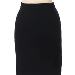 LOUIS FERAUD Black 100% Wool Below-Knee-Length Lined Straight Skirt Size 14 US